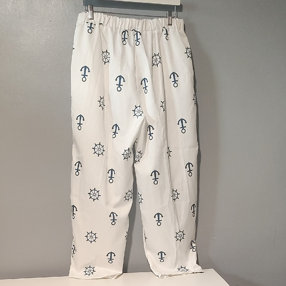 Nautical Print Women's White Sailor Pants - Picture 13 of 17